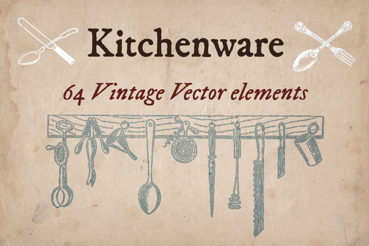 64 Vintage Kitchenware elements