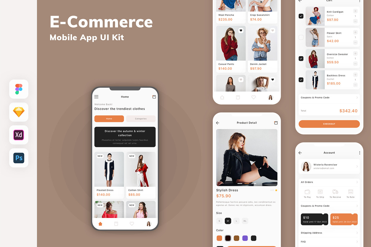 E-Commerce Mobile App UI Kit, an UI Kit Template by uicube