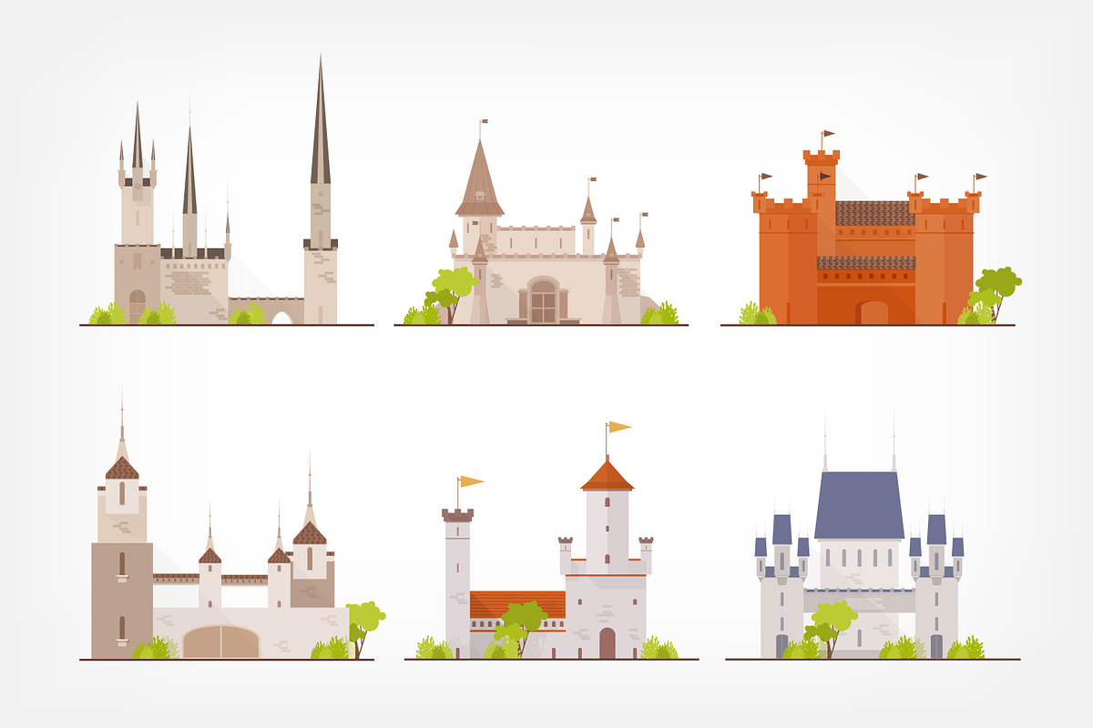Set of ancient castles, fortresses, an Object Illustration by Good Studio (Photo 2 of 4)