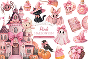 Pink Ghost Clipart Bundle, a Seasonal Illustration by MockupWizard (Thumbnail 1 of 4)