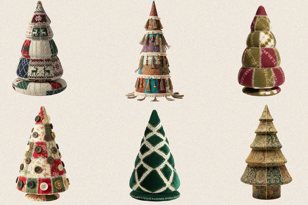 Vintage Retro Patchwork Christmas Tr, an Illustration by SVGArt (Photo 8 of 8)