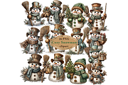 Cozy Snowman Clipart JPG, an Illustration by Memories By Lea (Thumbnail 1 of 17)