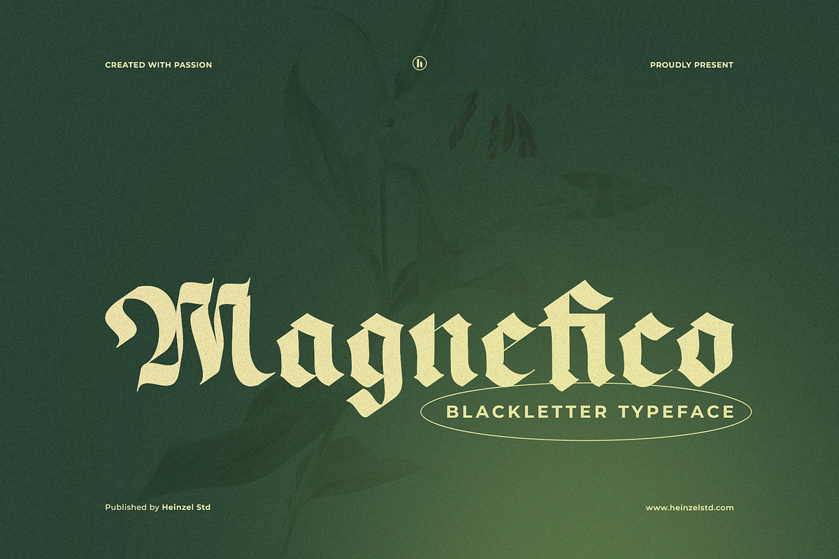 Magnefico Blackletter Typeface, a Blackletter Font by Heinzel Std (Photo 1 of 16)