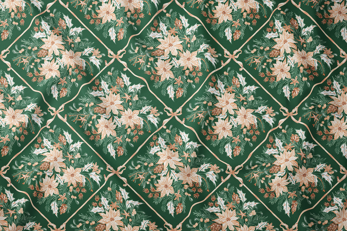 Christmas Botanical Grid Pattern, a Pattern Graphic by SirenaArt (Photo 12 of 20)