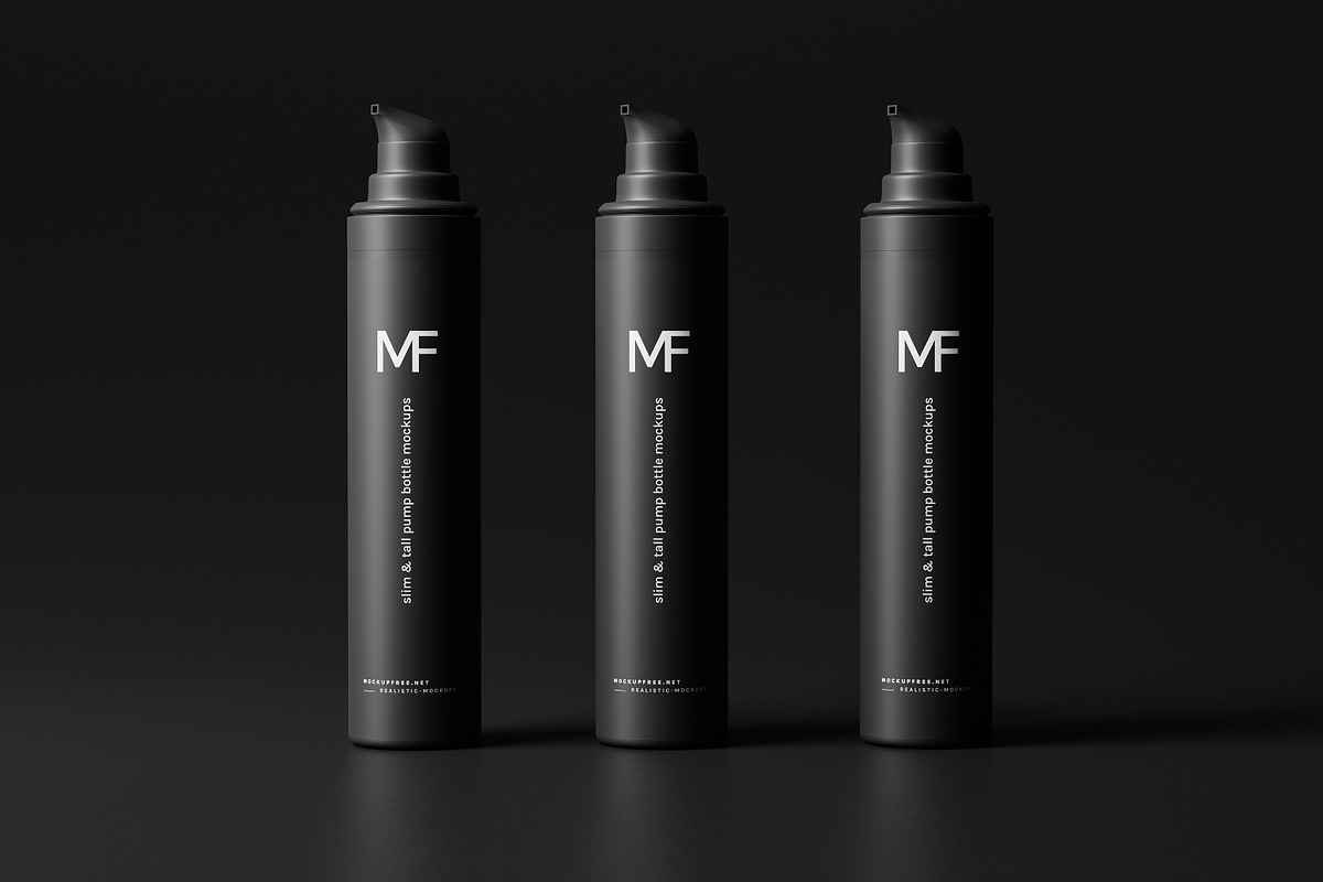 Tall Airless Pump Bottle Mockup, a Packaging Mockup by MockupFree.Net (Photo 2 of 9)