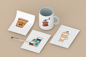 Coffee Doodle Illustrations Set