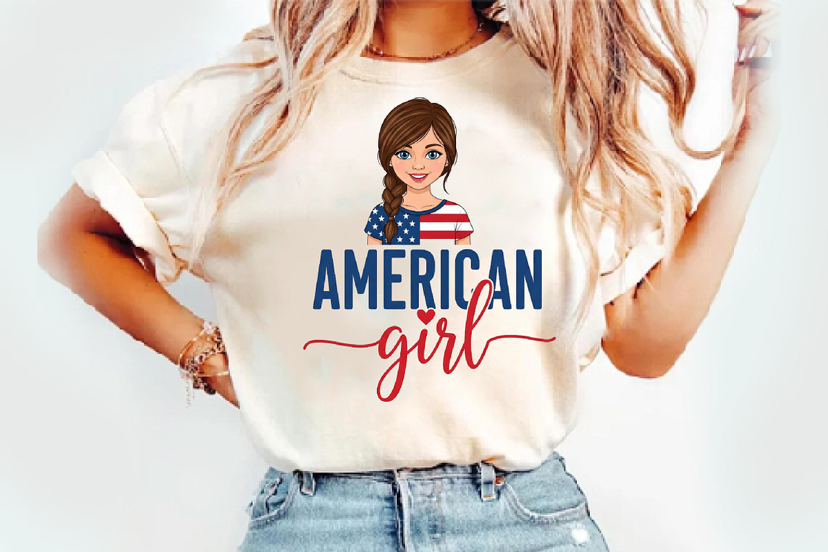 American Girl PNG, 4th of July png, an Illustration by Watercolor design (Photo 2 of 3)