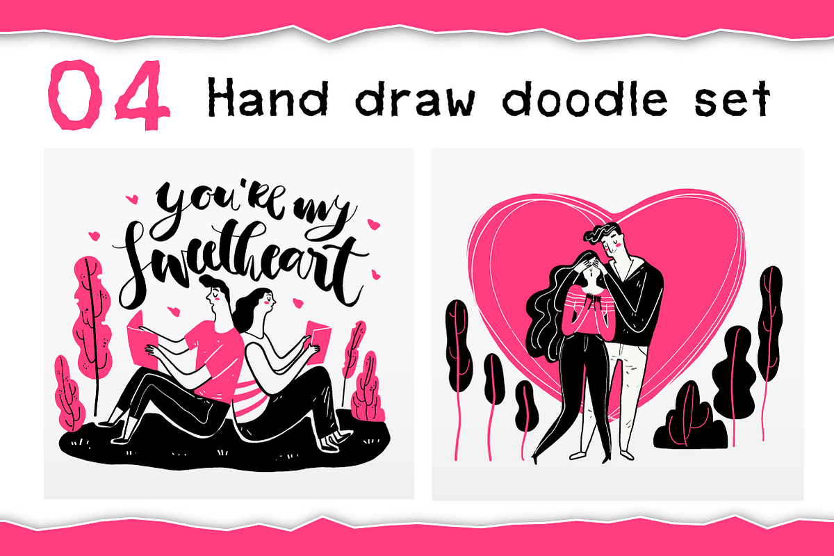 Hand Draw Couples in Love Doodle Set, a Person Illustration by Huza Studio (Photo 5 of 8)