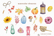Watercolor Autumn Pumpkins Clipart, a Seasonal Illustration by SvetaArtStore (Thumbnail 7 of 15)