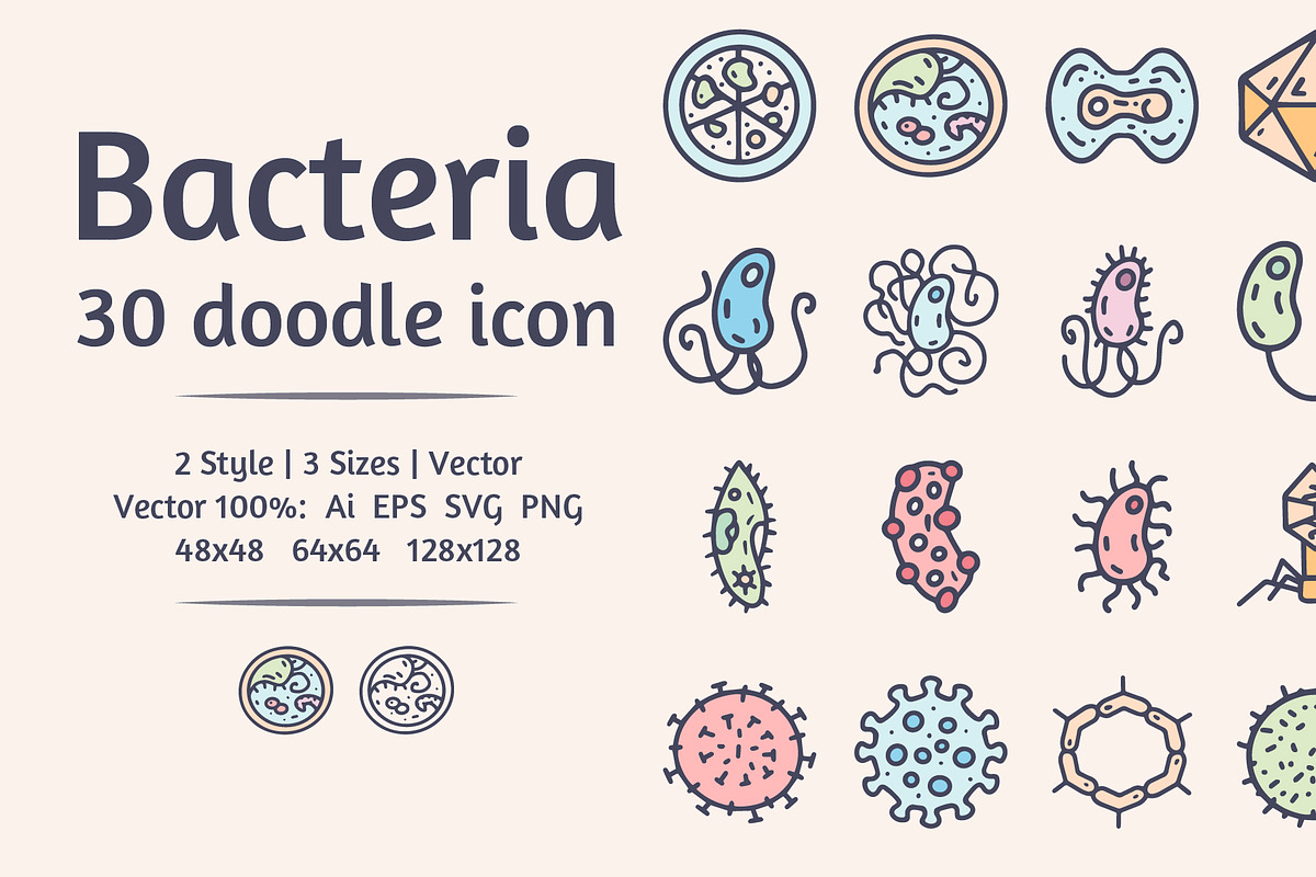 Viruses and bacteria doodle icon, an Outline Icon by YershovOleksandr (Photo 1 of 3)