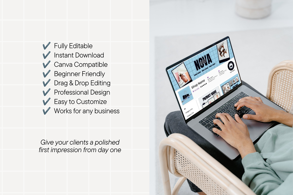 Modern Blue Etsy Shop Kit Template, a Branding & Logo Template by Anna Design Studio (Photo 8 of 8)