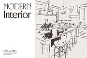 Modern Interior Sketch Illustrations, a Work Illustration by TheMountBirdStudio (Thumbnail 1 of 4)
