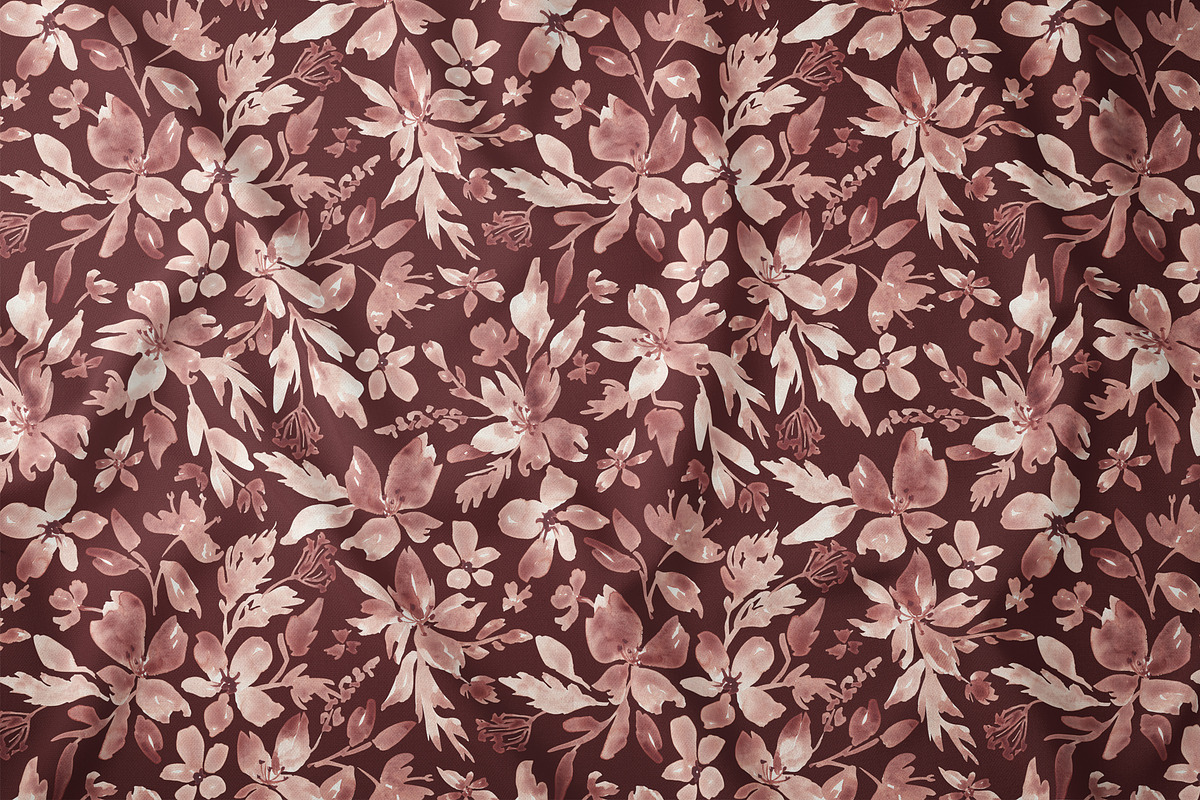 Blush Blossom Watercolor Flora Print, a Pattern Graphic by SirenaArt (Photo 7 of 16)