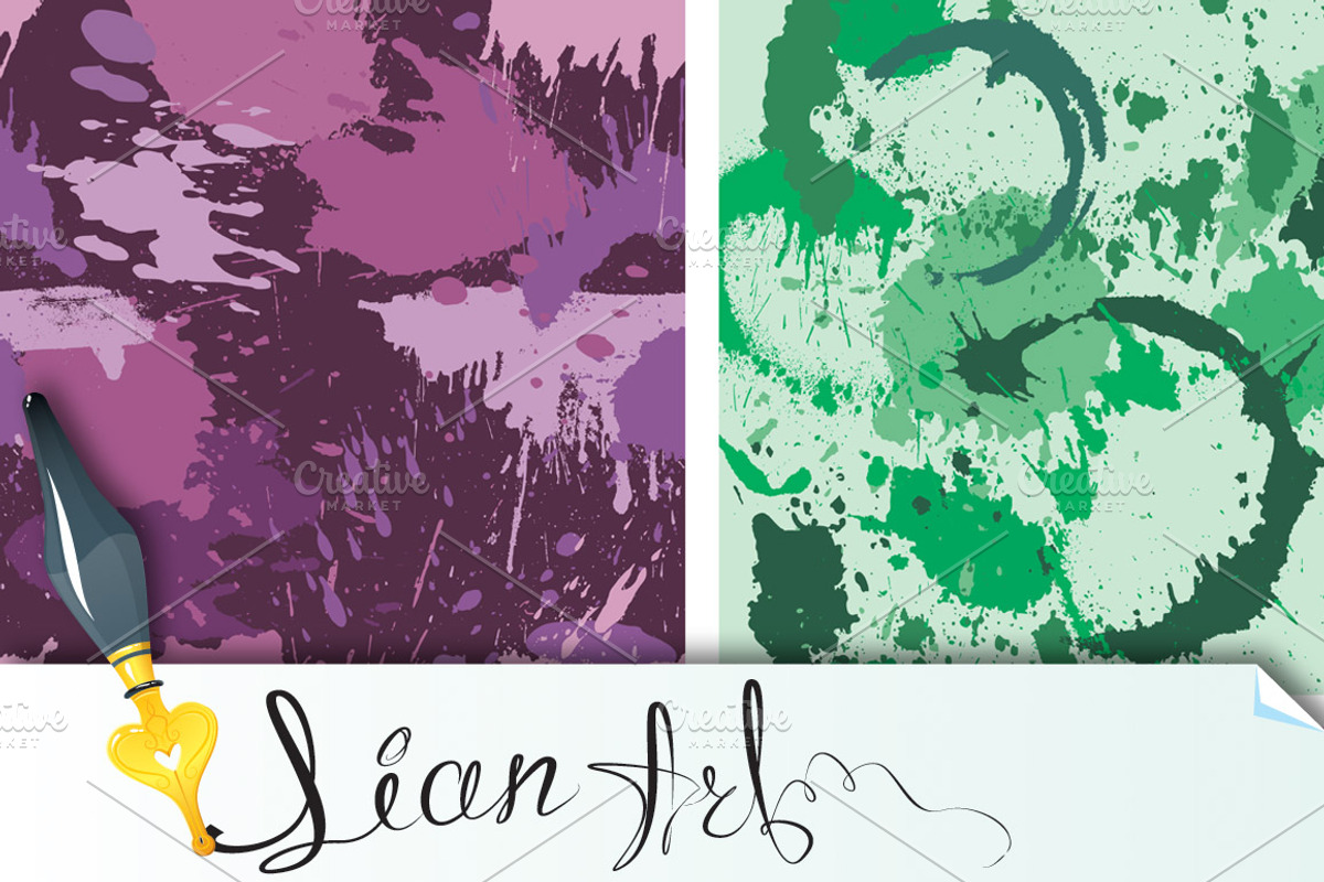 Set of 8 seamless pattern with blots