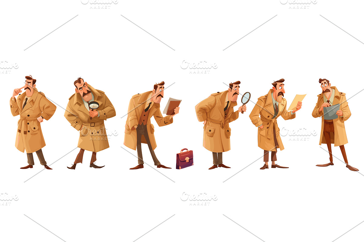 Detectives cartoon set. Detective in, a Person Illustration by Stock-Smart-Start