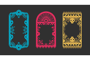 Mexican papel picado frame border, a Texture Illustration by art PVP - market
