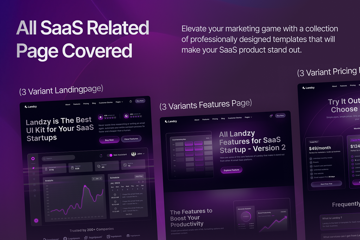 Landzy - SaaS Landing page UI Kit, an UI Kit Template by dhuhacreative (Photo 3 of 8)