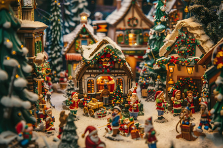 A festive village comes to life with, a Photo by Tanuart