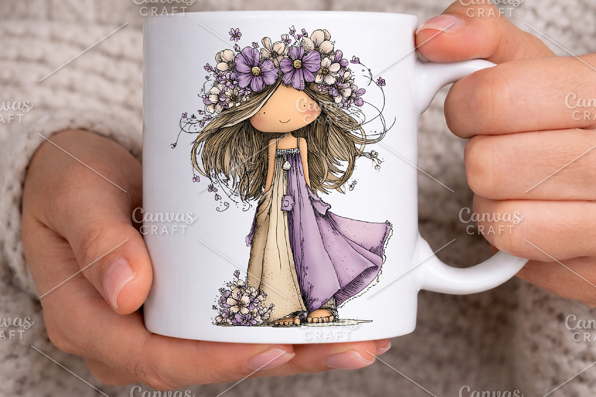 Whimsical Spring Girls Clipart PNG, an Illustration by Canvas Craft (Photo 4 of 7)