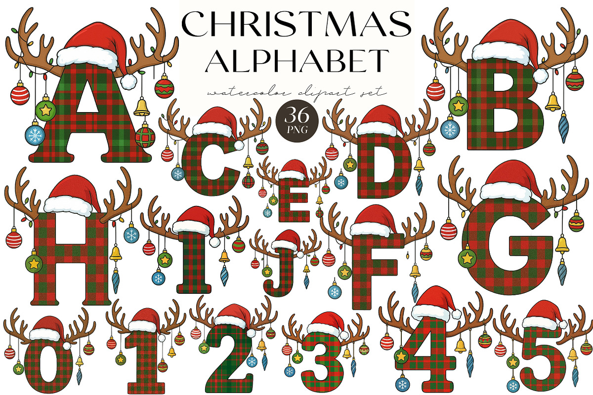 Watercolor Christmas Alphabet, an Illustration by OK Design (Photo 2 of 7)
