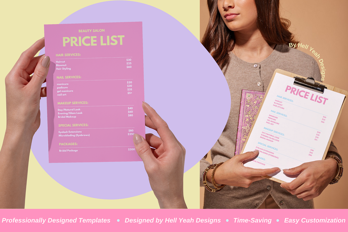 Pretty Pop Price List Templates, a Card Template by Hell Yeah Designs (Photo 8 of 8)