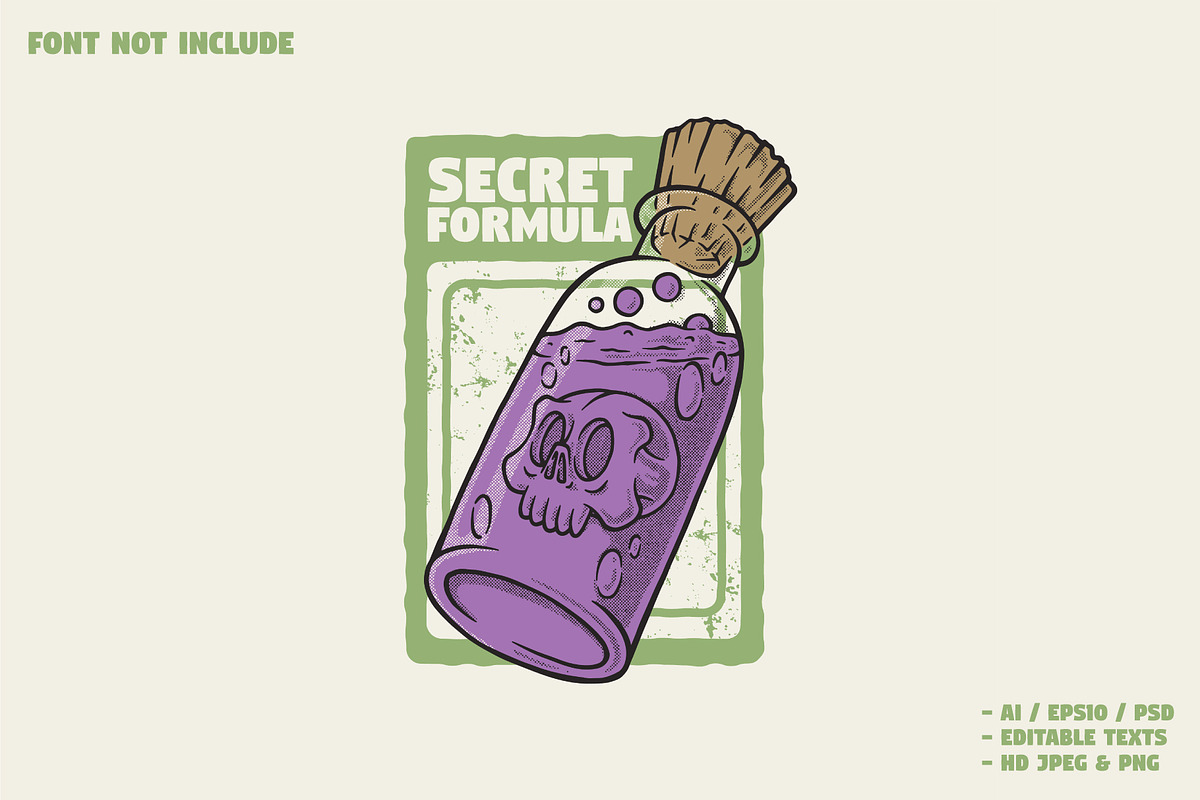 retro skull inside the bottle, a Branding & Logo Template by Judsart (Photo 2 of 2)