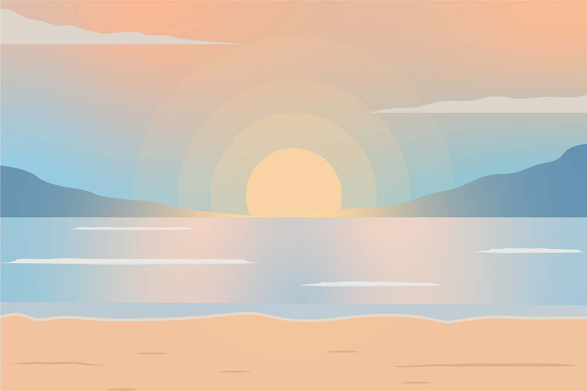 beach or island landscaped vector, a Decorative Illustration by zyxroun shop