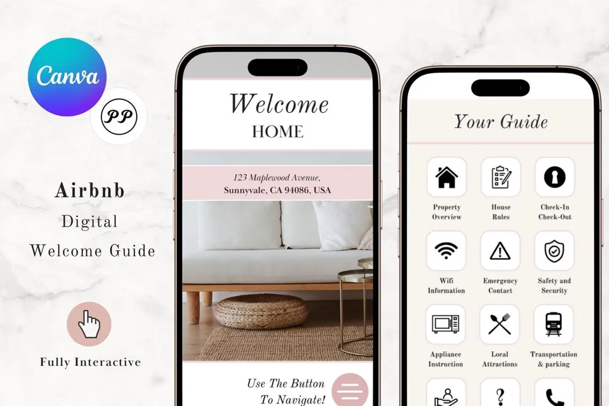 Digital Airbnb Welcome Guide, a Design Template by PittaFinePrint (Photo 1 of 5)