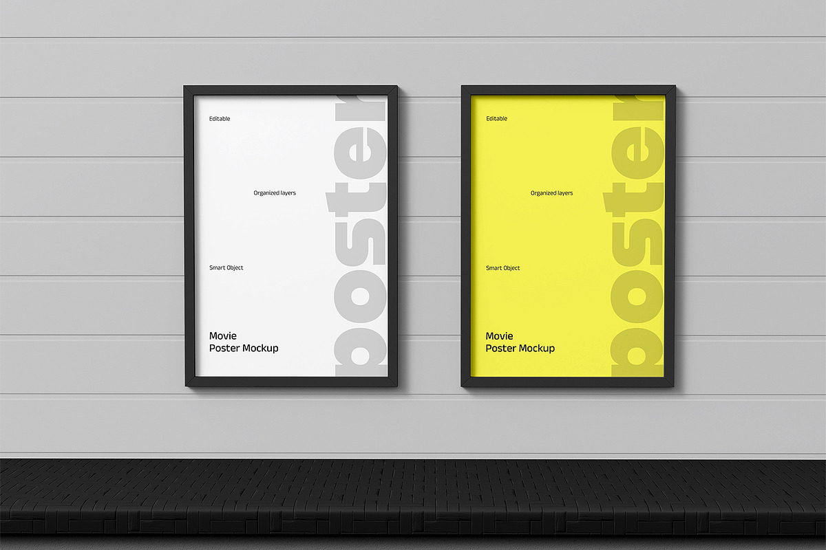 Movie Poster Mockup on Wall, a Product Mockup by graphypix (Photo 1 of 4)