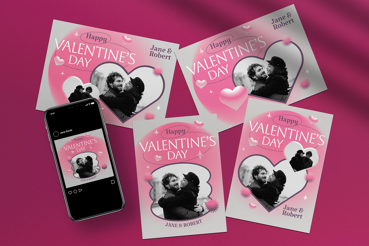 Y2K Happy Valentine Day GreetingCard, a Card Template by graphicook (Photo 1 of 4)