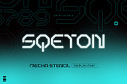 Sqeton - Mecha Stencil Display Font, a Sans Serif Font by Drizy (Thumbnail 1 of 9)