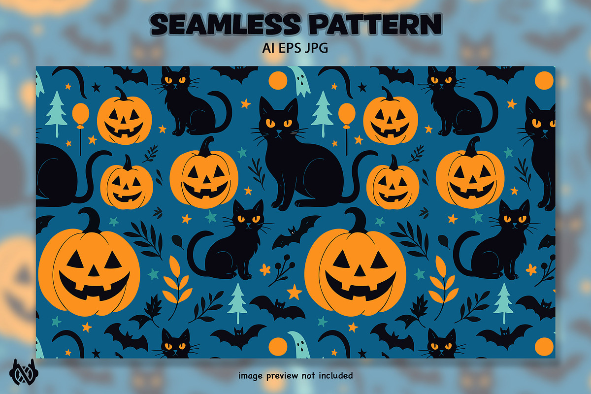 Cat And Pumpkin - Pattern Background, a Pattern Graphic by NOX Labs