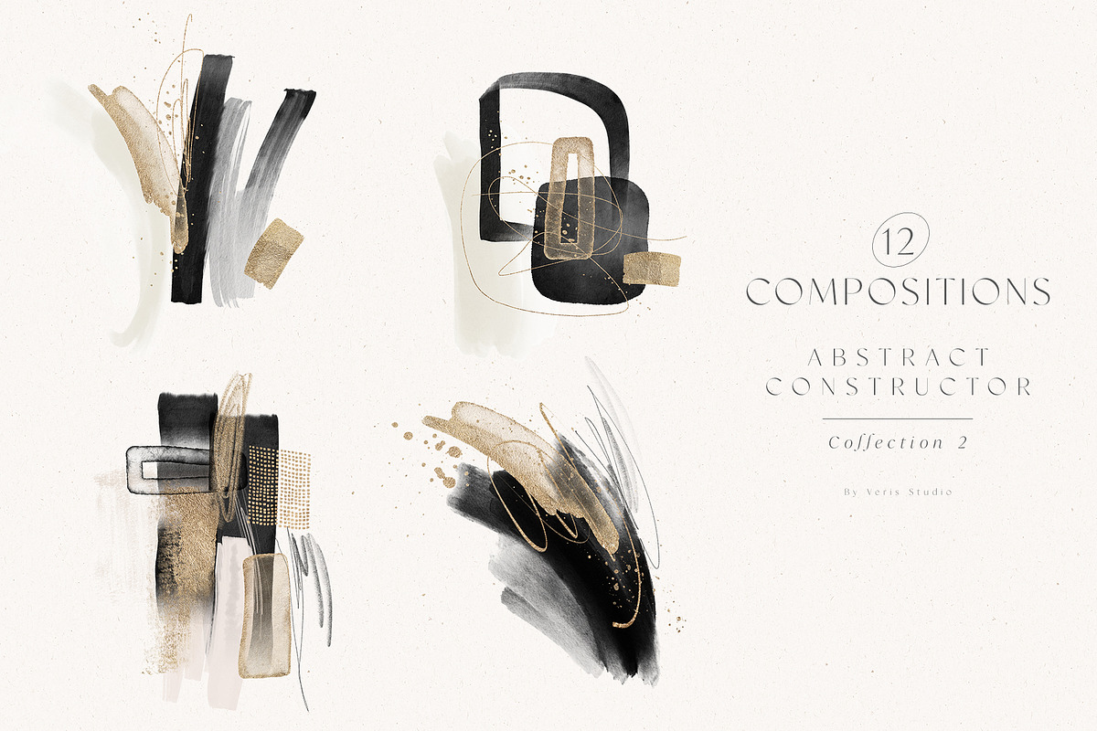 Abstract Black Gold Watercolor Shape, a Texture Graphic by Veris Studio (Photo 3 of 16)
