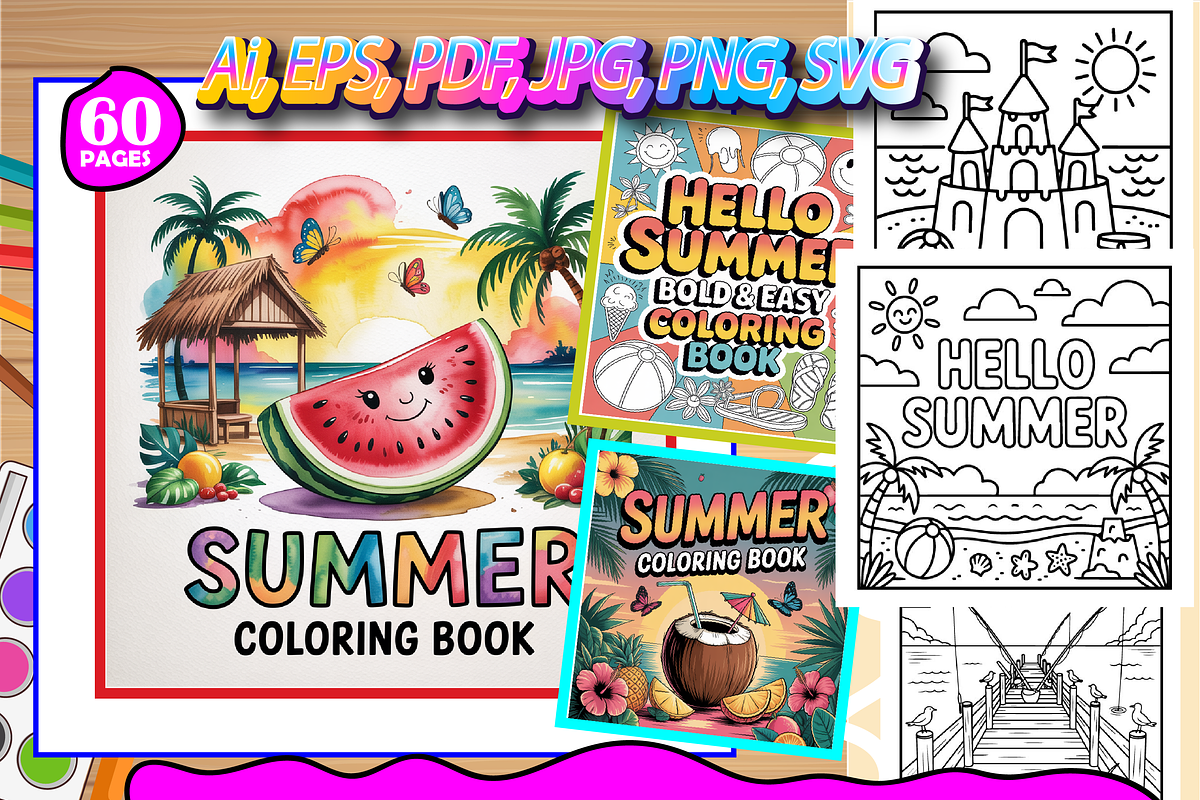 Hello Summer Bold & Easy Coloring, a Seasonal Illustration by Design Home (Photo 1 of 5)