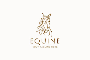 Logo Face of Horse Equine Stallion, a Branding & Logo Template by Signatoro