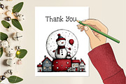 Whimsical Quirky Snowman Clipart, an Illustration by Creative Art (Thumbnail 11 of 13)