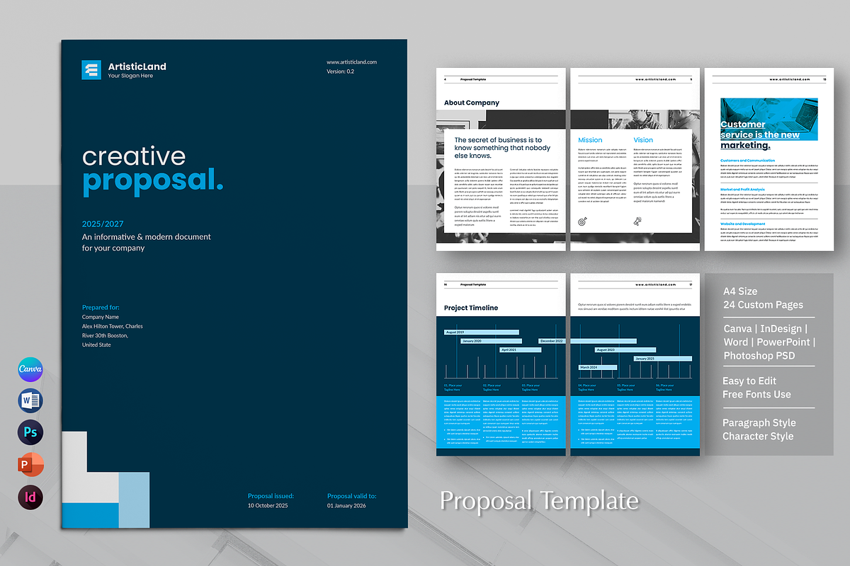 Proposal | Canva, Word, PPTX, IND, a Brochure Template by ArtisticLand (Photo 3 of 12)