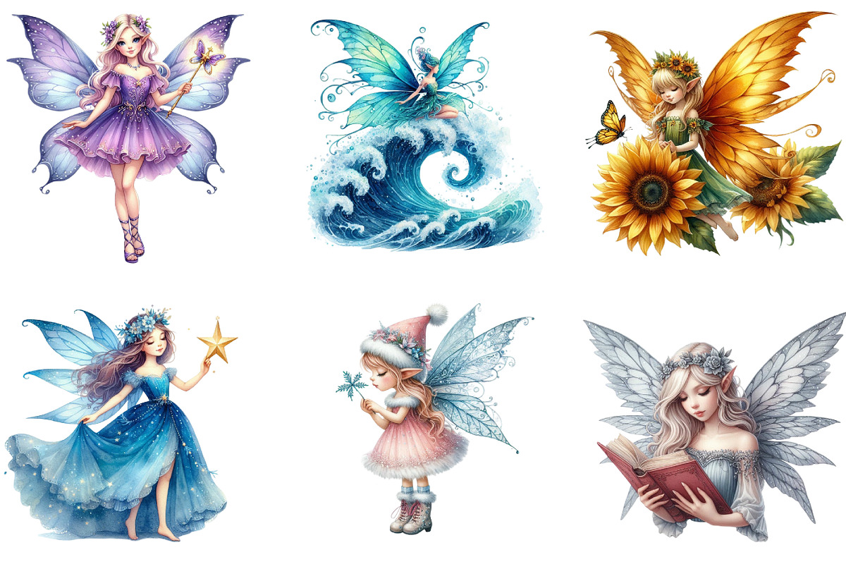 Watercolor Fairy Clipart, an Illustration by DreamArtGraphic (Photo 4 of 5)