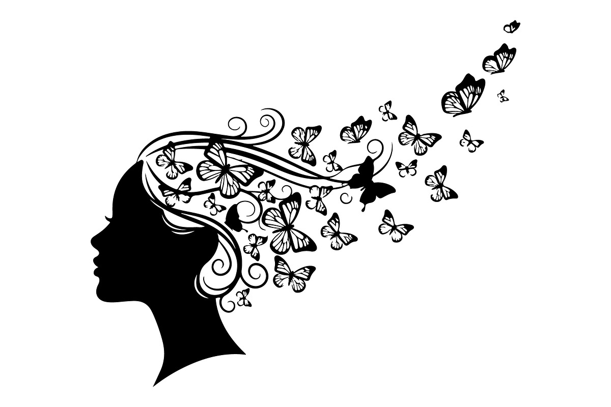 Woman Butterfly Hair Silhouette, an Object 3D Model by yasushie (Photo 23 of 31)