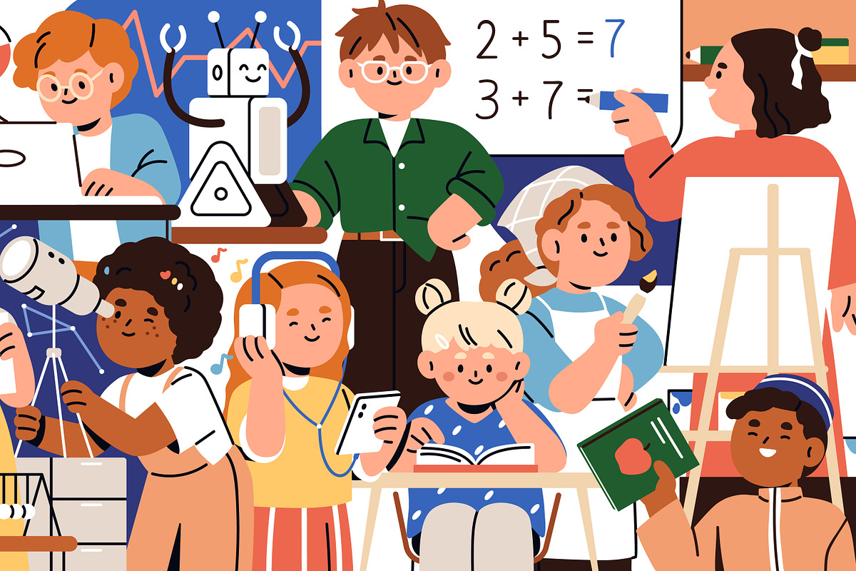 School kids study. Education concept, an Education Illustration by Good Studio (Photo 2 of 4)