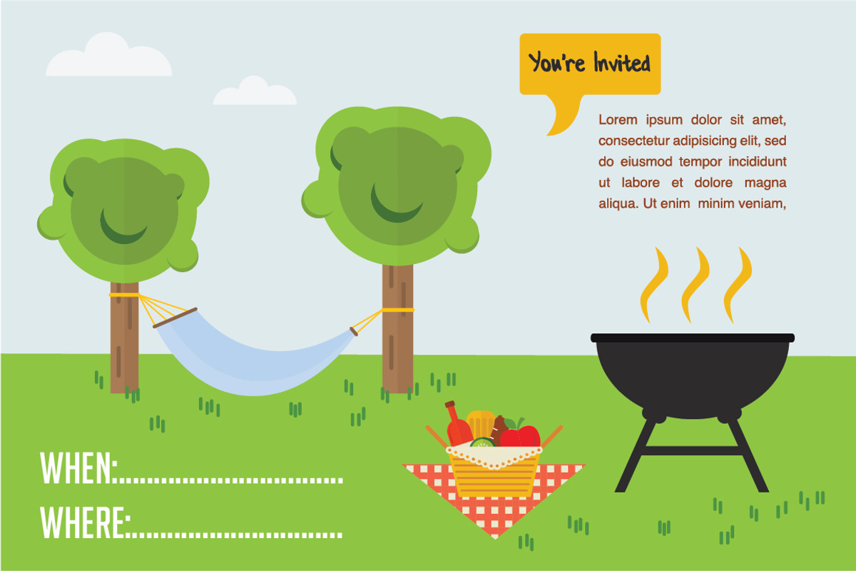 BBQ Icon set and invitation template, a Background Graphic by jenny lipets (Photo 2 of 6)