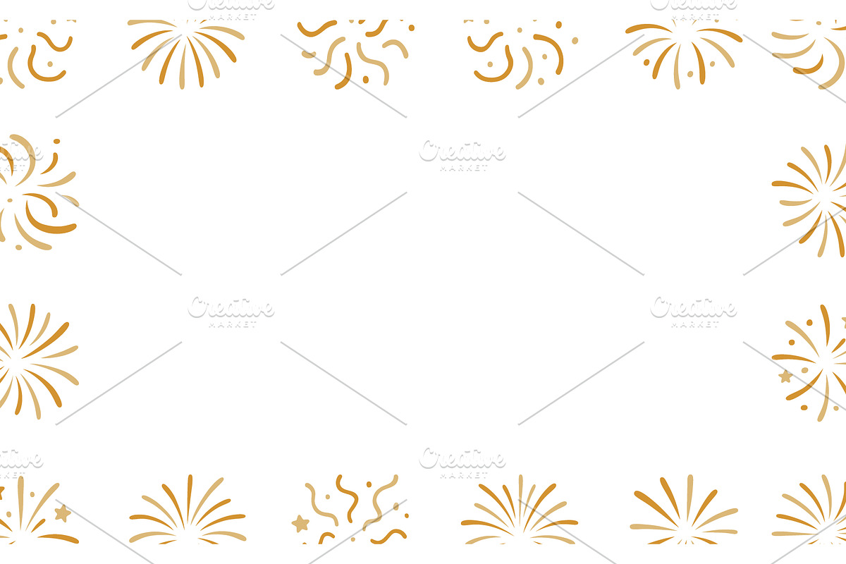 Festive light gold fireworks. Bursts, an Object Illustration by GraphiShop
