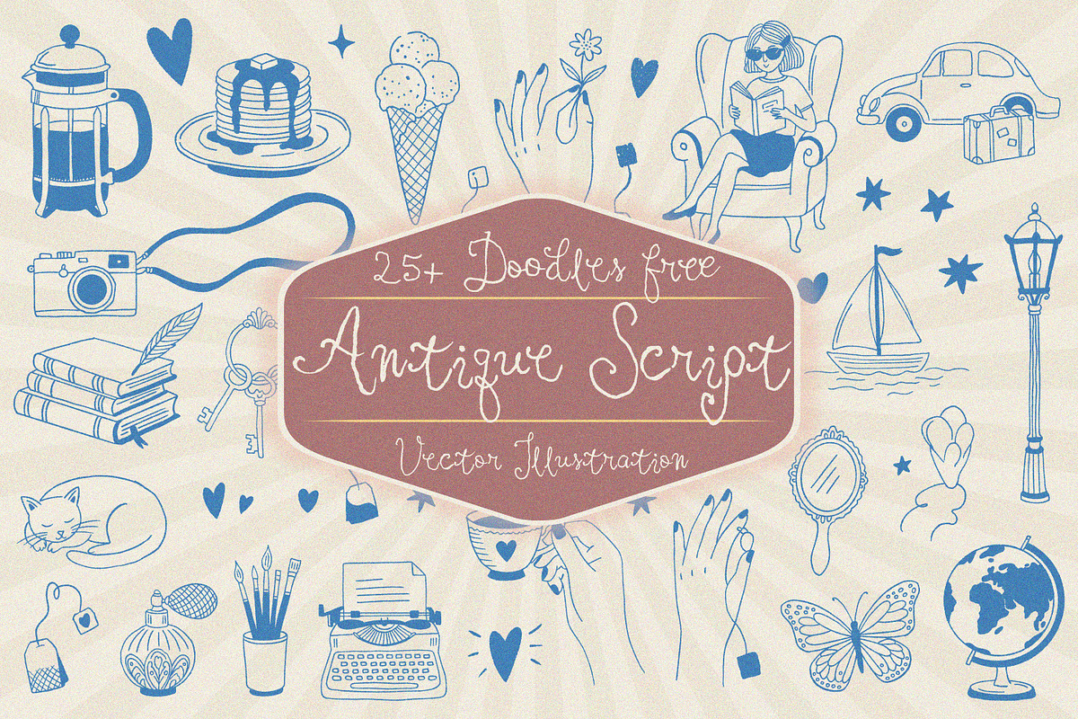 Antique Script Whimsical font, a Handwritten Font by MaxArt Foundry (Photo 1 of 9)