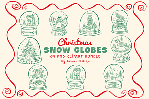 Christmas Snow Globes Hand Drawn, a Seasonal Illustration by LemonDesign