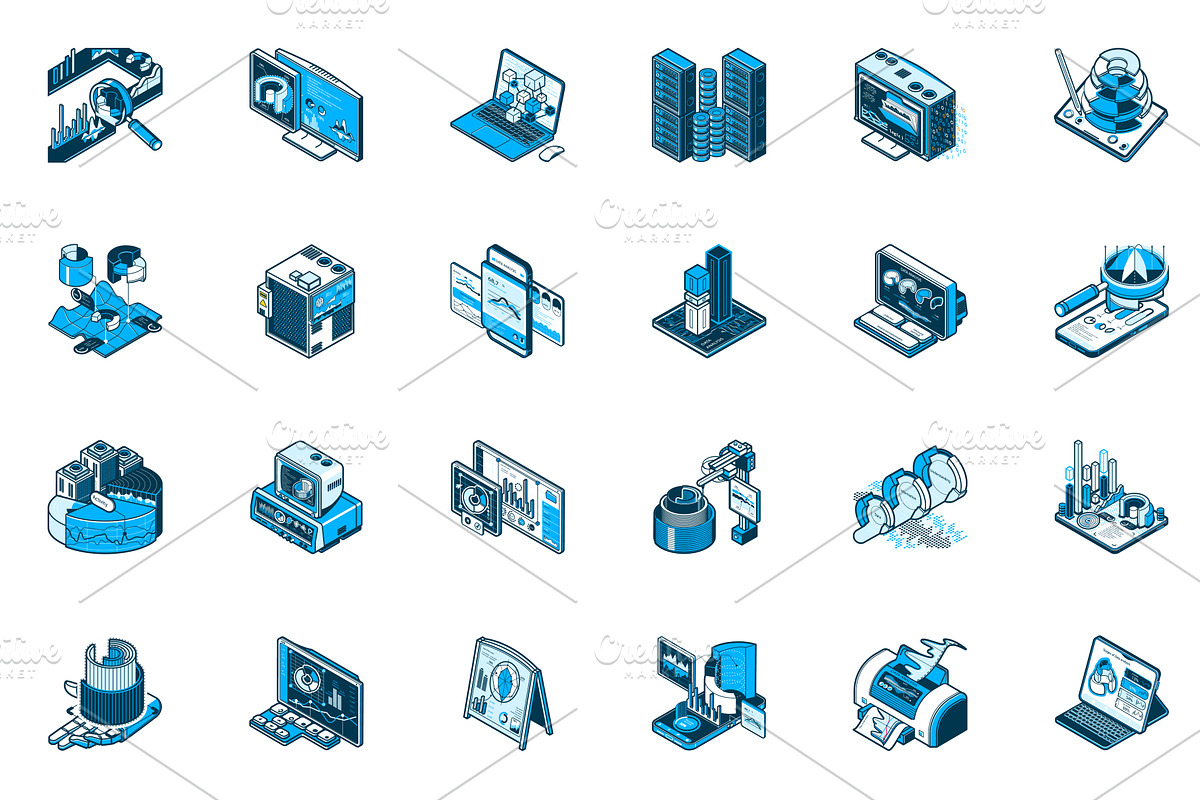 Analysis Isometric Icons, an Icon by alexdndz