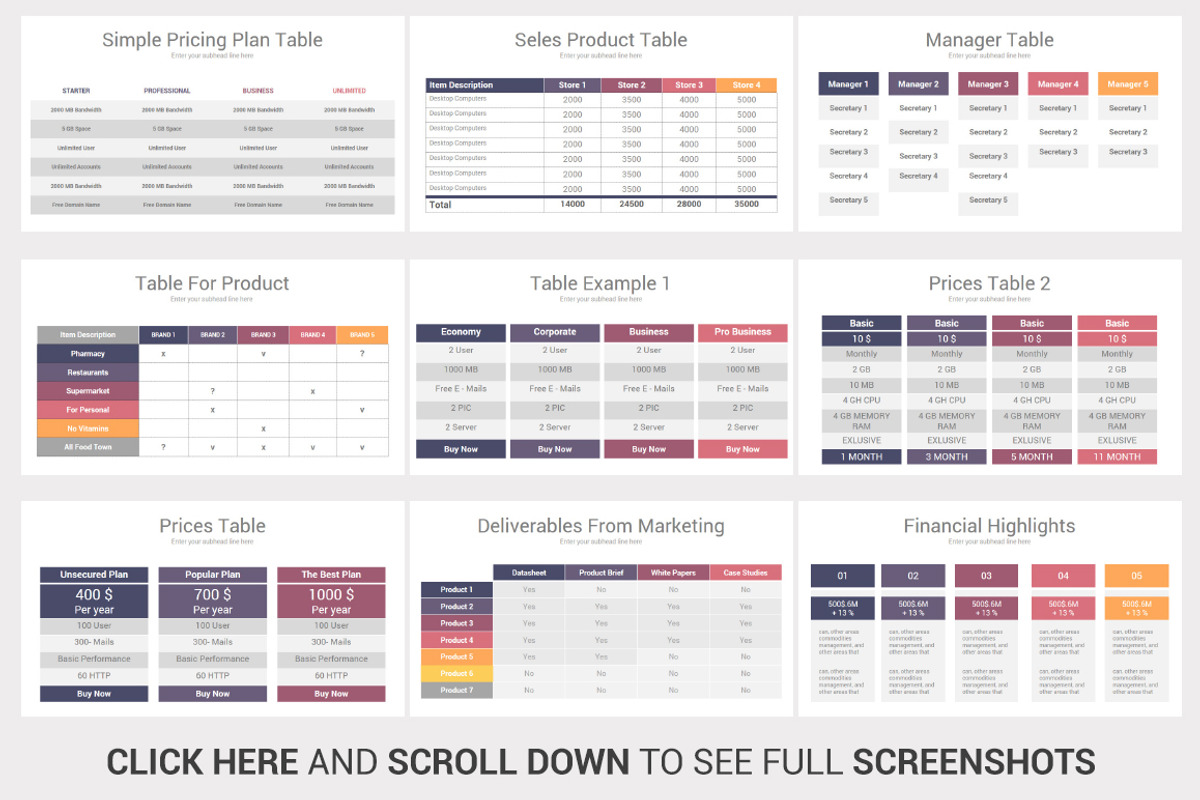 Creative Tables Google slides, a Presentation Template by OceanArt (Photo 10 of 28)