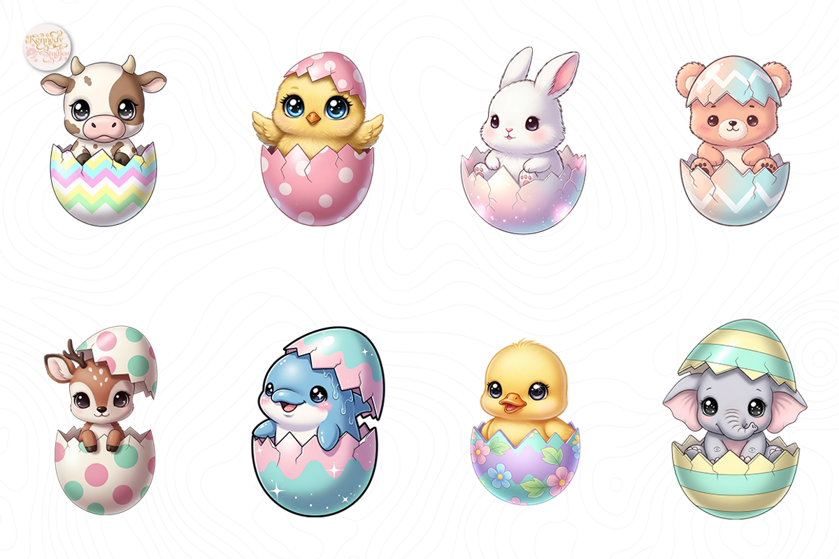 Easter Eggshell Animals PNG Clipart., an Animal Illustration by KennedyStudio (Photo 2 of 5)