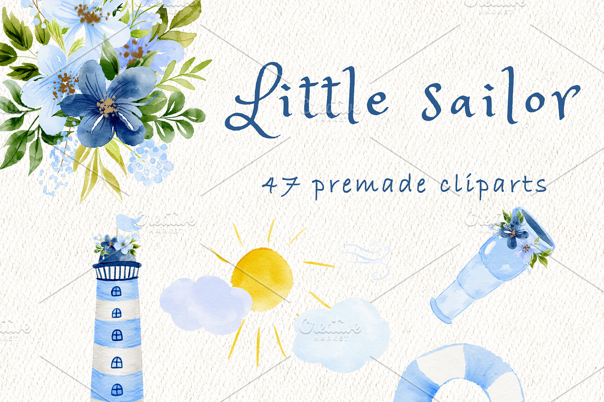 Little sailor nursery clipart, an Animal Illustration by heyiamalice (Photo 4 of 12)