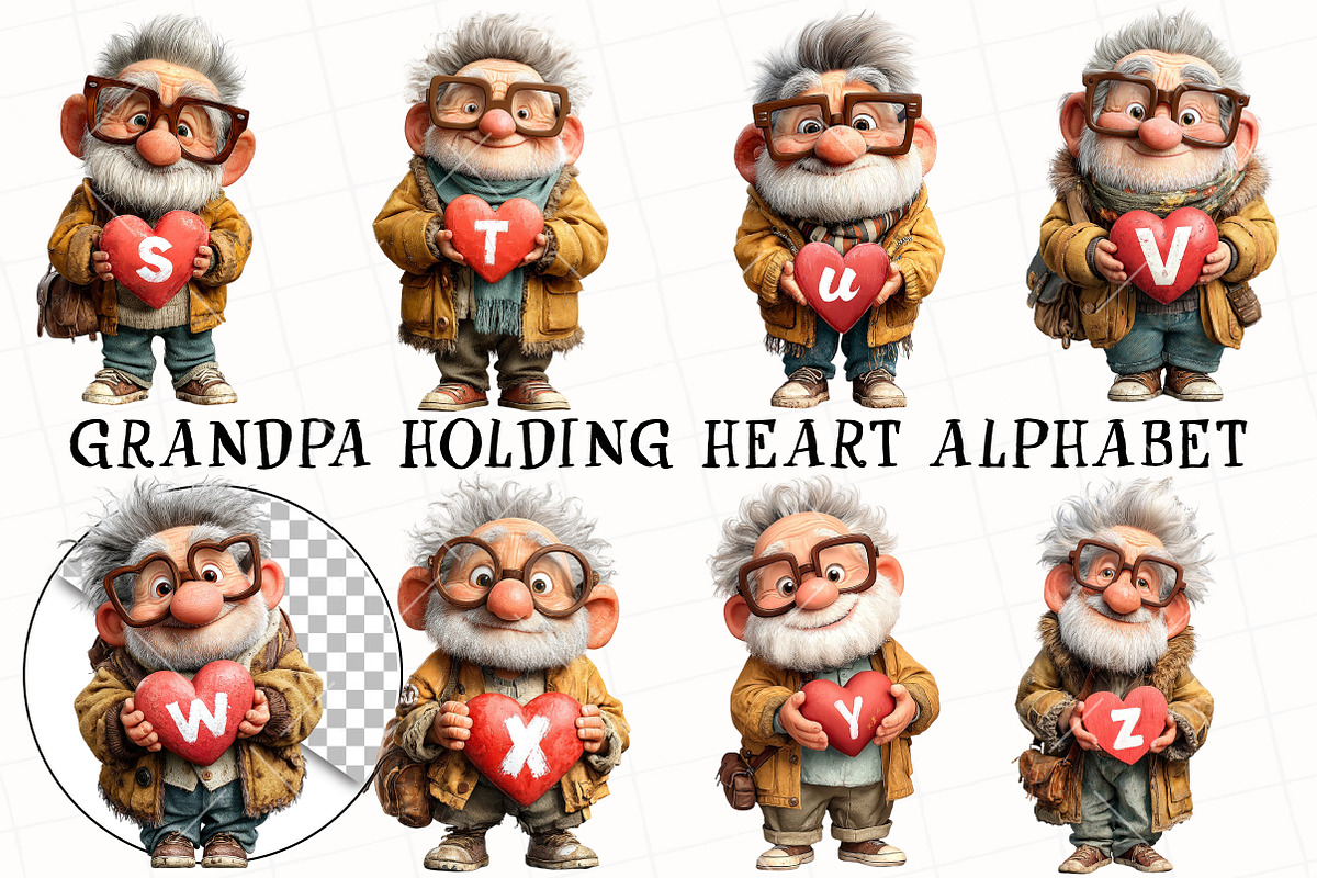 Grandpa Holding Heart Alphabet, an Illustration by OK Design (Photo 2 of 6)