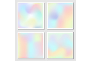 Pastel Holographic Background Set.